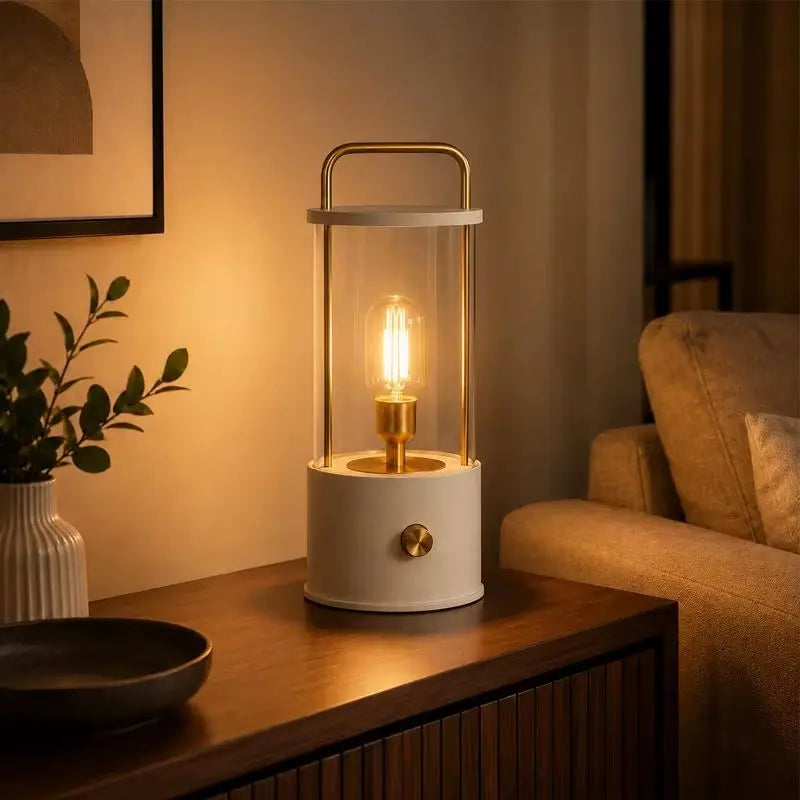 Portable Rechargeable Table Lamp with Carry Handle Stepless Dimming Reading Desk Light Bedroom Living Dining Hotel Patio Camping