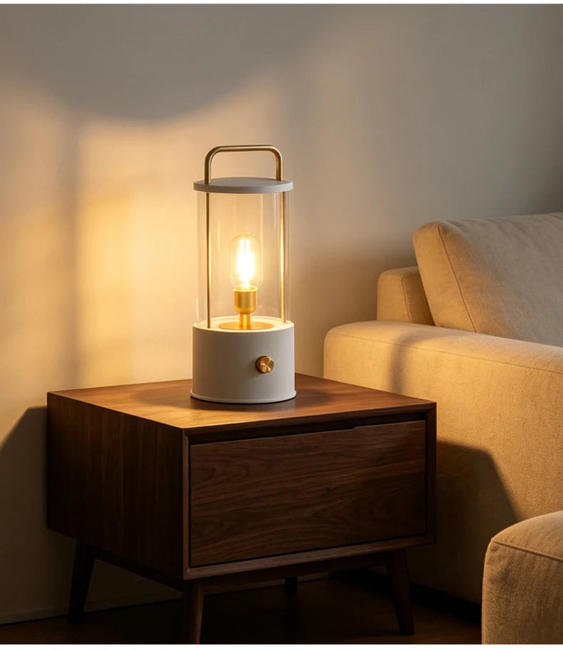 Portable Rechargeable Table Lamp with Carry Handle Stepless Dimming Reading Desk Light Bedroom Living Dining Hotel Patio Camping