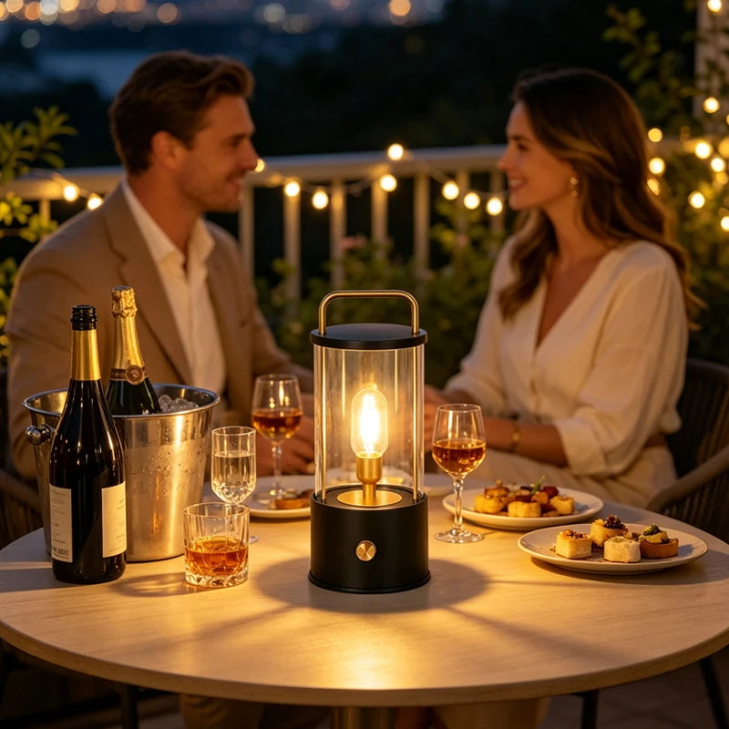 Portable Rechargeable Table Lamp with Carry Handle Stepless Dimming Reading Desk Light Bedroom Living Dining Hotel Patio Camping