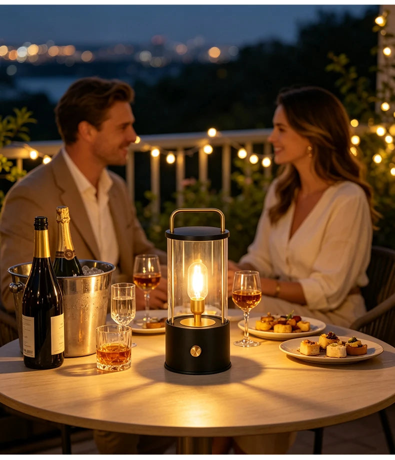 Portable Rechargeable Table Lamp with Carry Handle Stepless Dimming Reading Desk Light Bedroom Living Dining Hotel Patio Camping