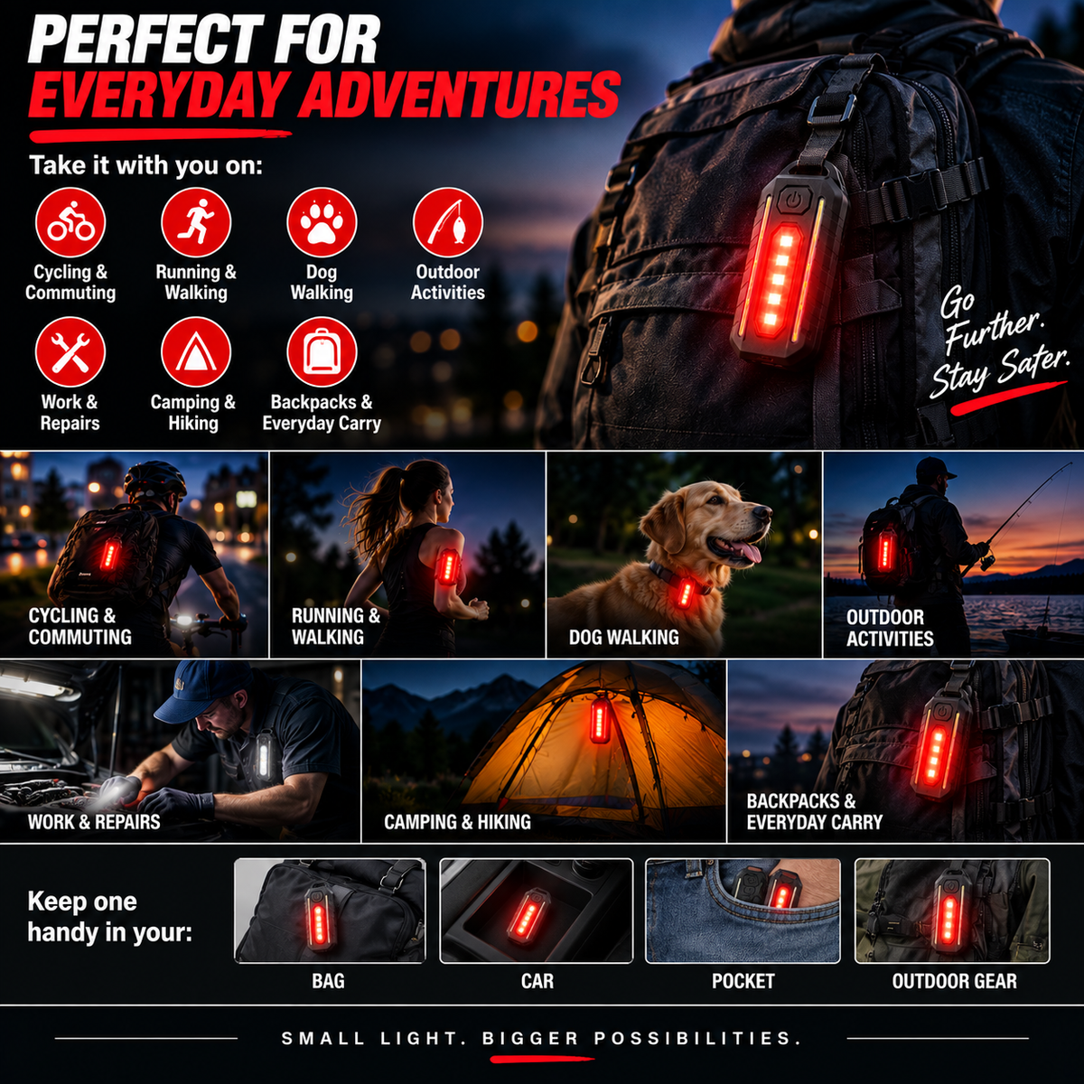 USB Rechargeable Clip-On LED Light