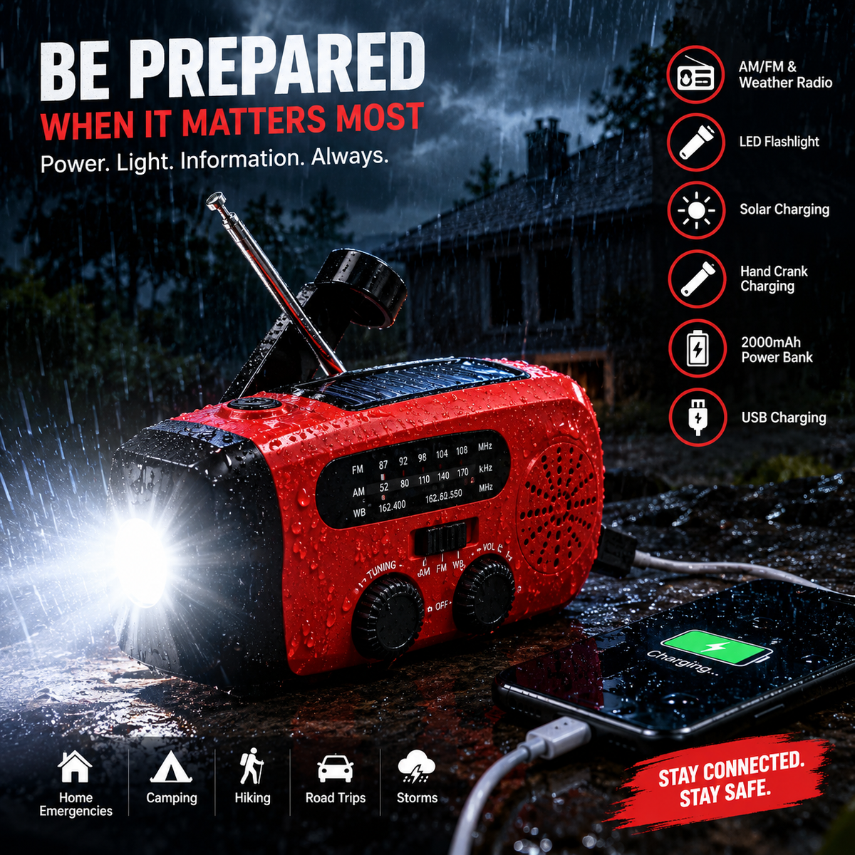 Emergency Solar Crank Radio