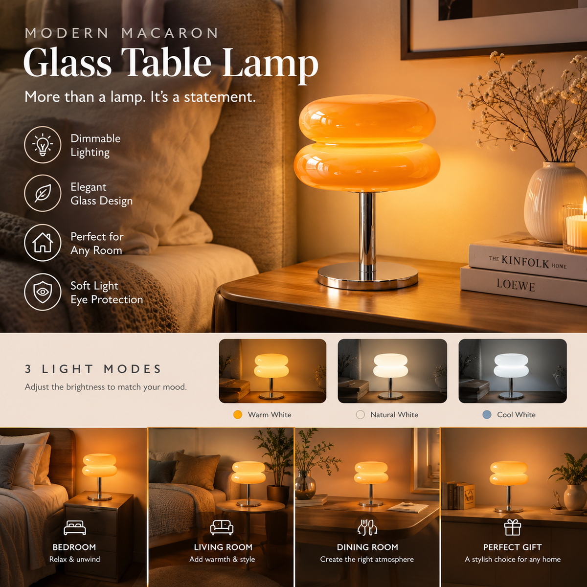 Modern Macaron Glass Table Lamp