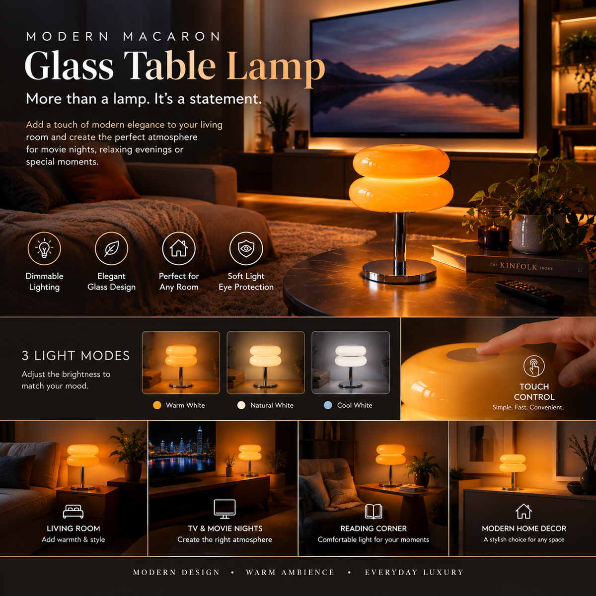 Modern Macaron Glass Table Lamp