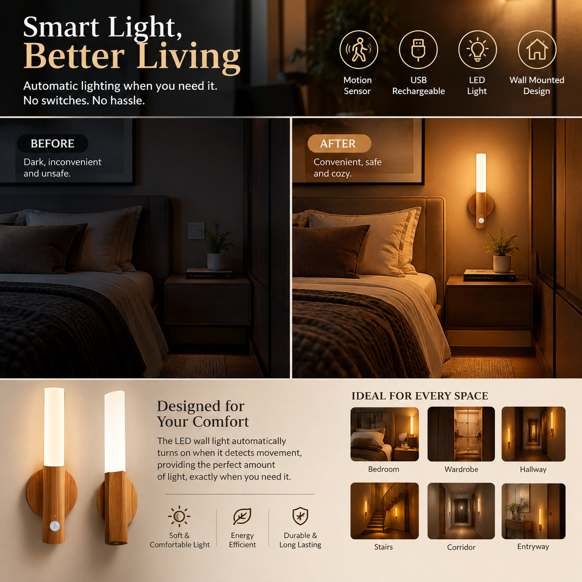 Motion Sensor Wall Light