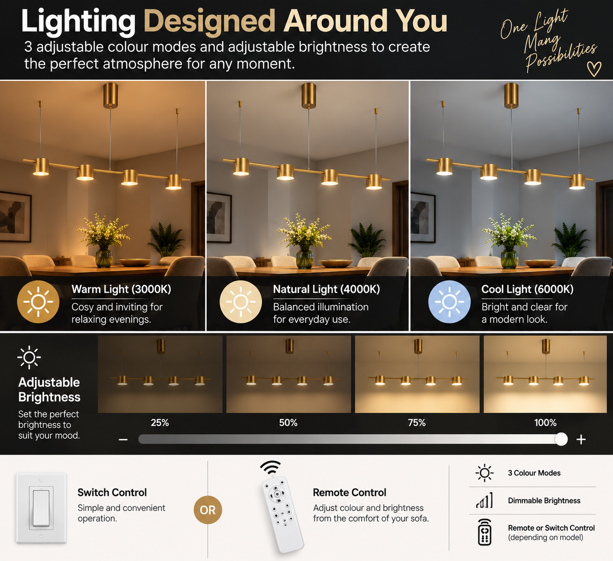 Modern LED Linear Chandelier
