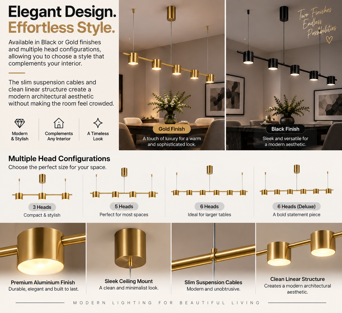 Modern LED Linear Chandelier