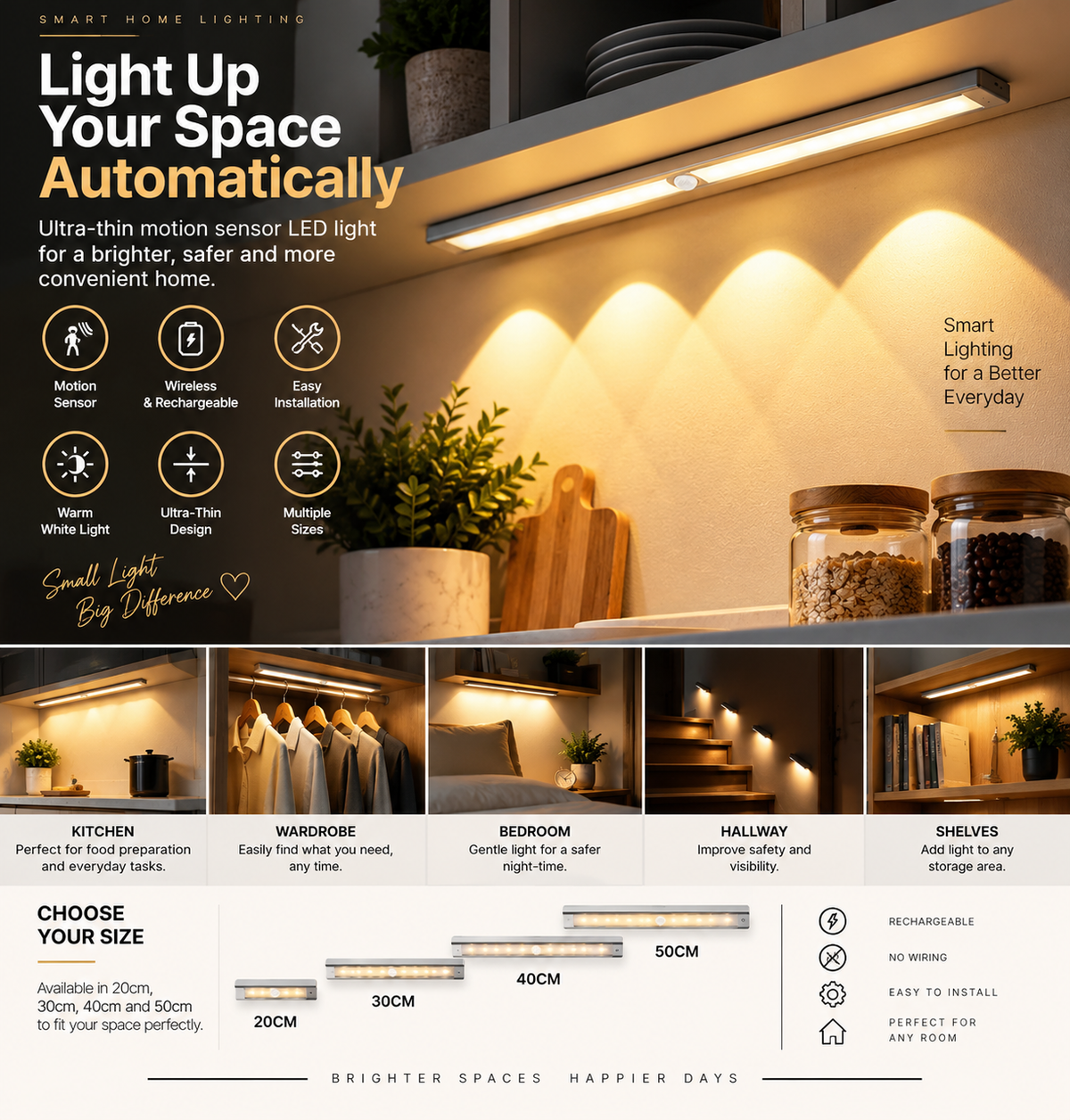 Ultra-Thin Motion Sensor Cabinet Light