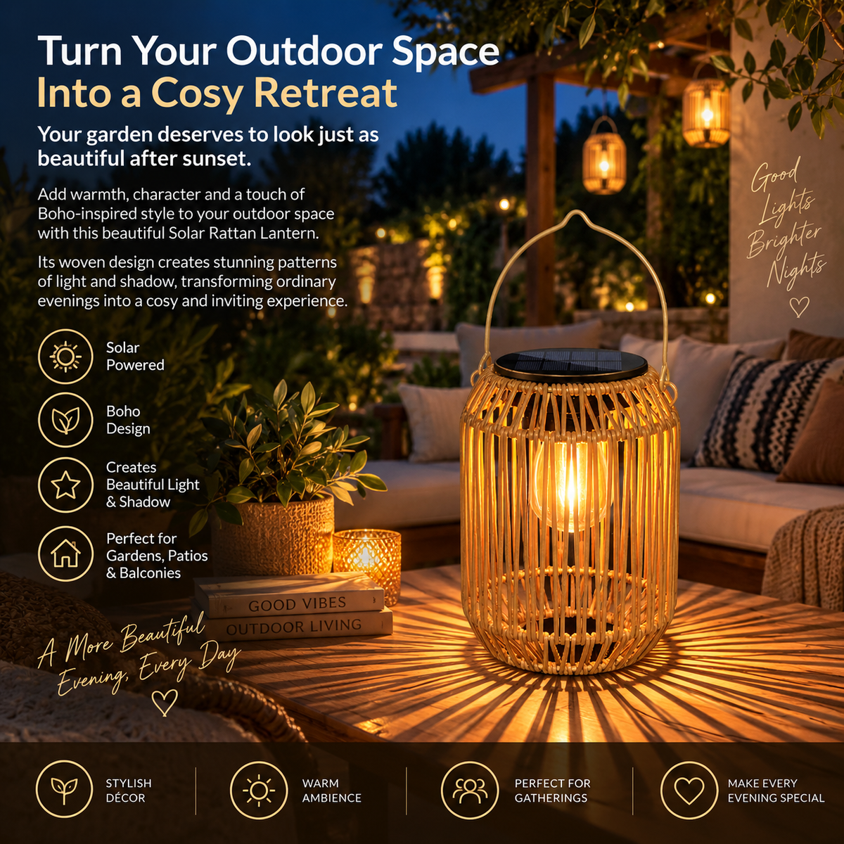 Solar Rattan Lantern