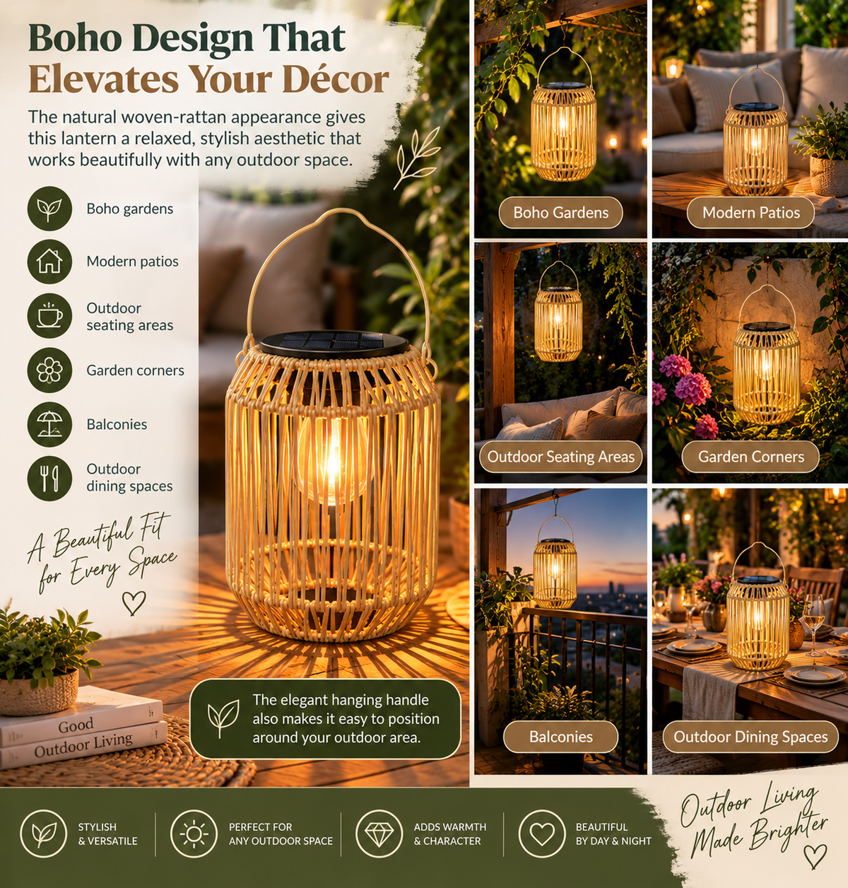 Solar Rattan Lantern