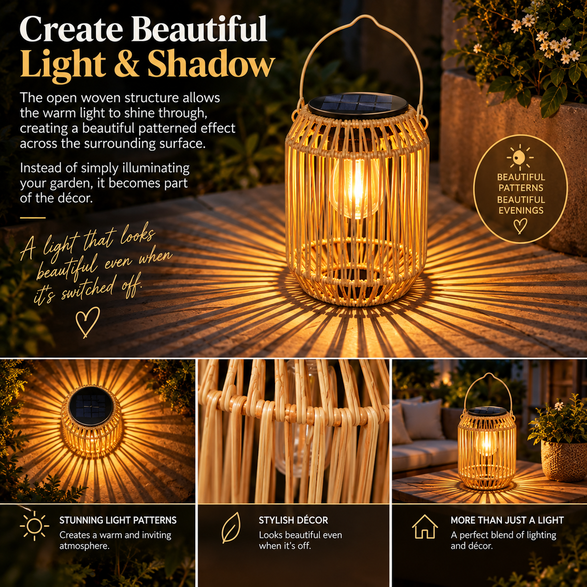 Solar Rattan Lantern