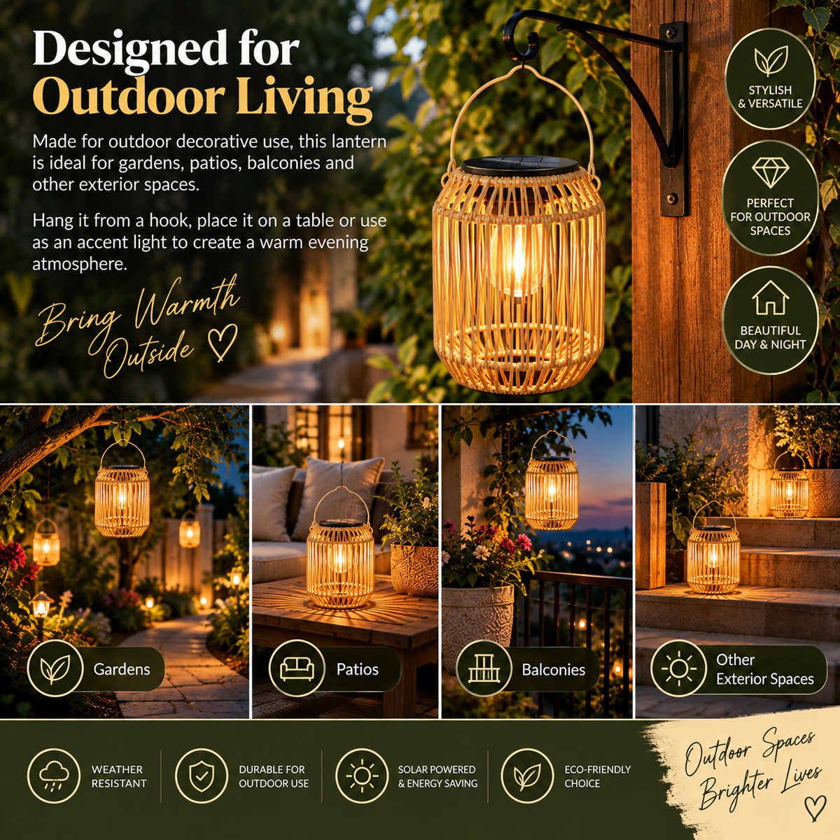 Solar Rattan Lantern
