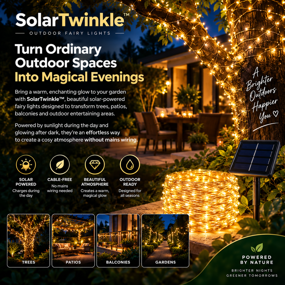 SolarTwinkle™ Outdoor Fairy Lights