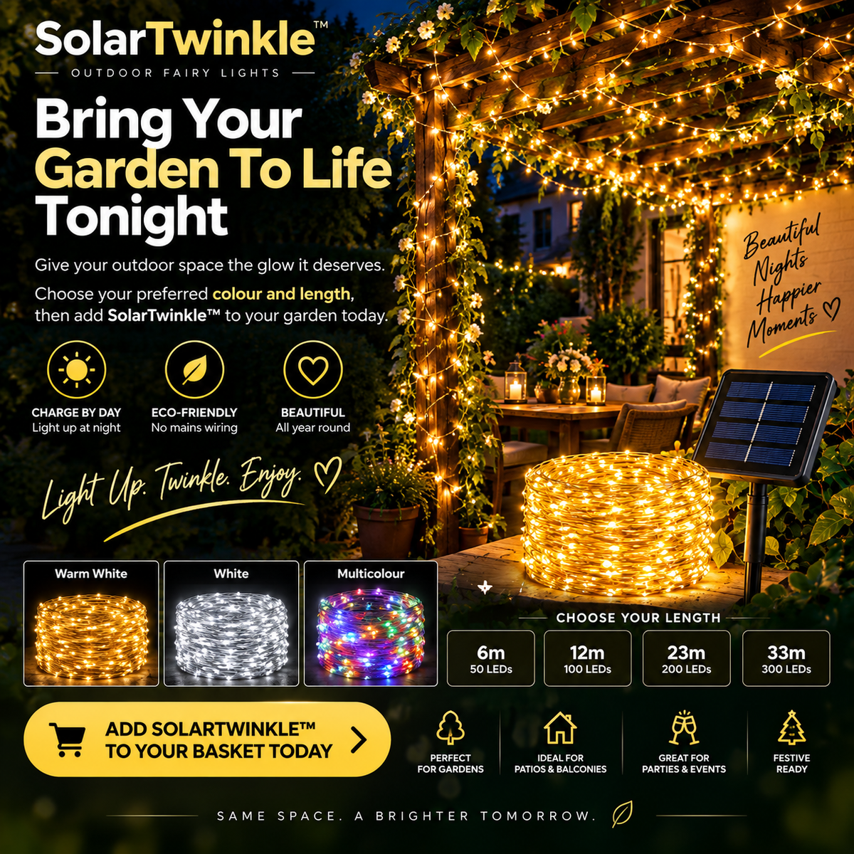 SolarTwinkle™ Outdoor Fairy Lights