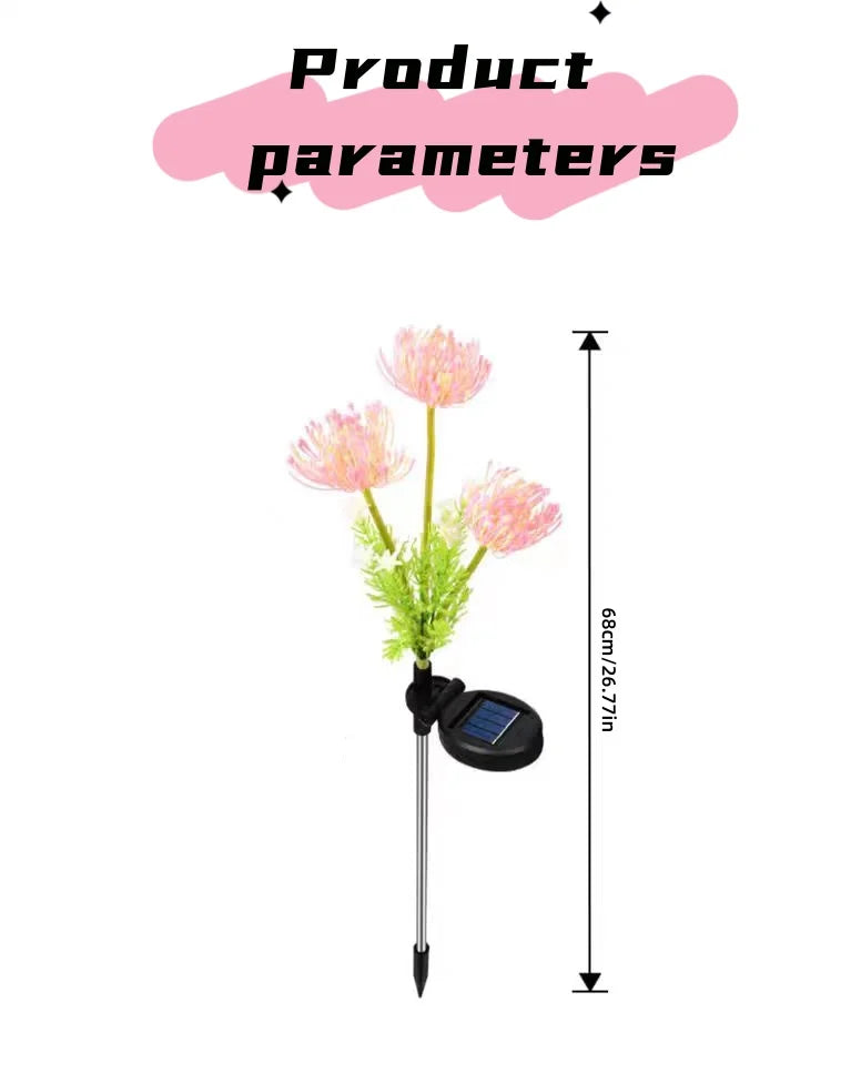 2PC Solar Powered Shore Flower Ground Plug-In Lamp, Outdoor Waterproof, Beautiful Flower Decoration, 1PC Courtyard Lawn Decorati