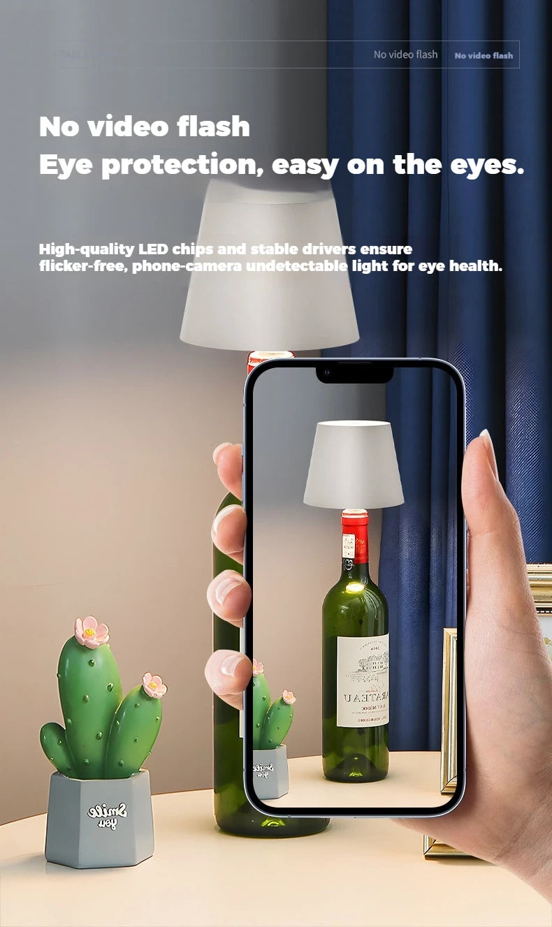 Wireless LED Bottle Lamp Rechargeable RGB Dimmable Wine Bottle Light Portable for Bar Restaurant Camping Party Decor Night Light