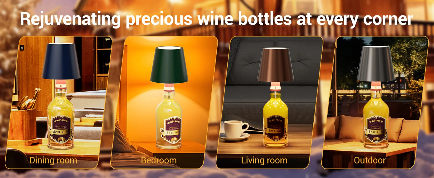 Wireless LED Bottle Lamp Rechargeable RGB Dimmable Wine Bottle Light Portable for Bar Restaurant Camping Party Decor Night Light