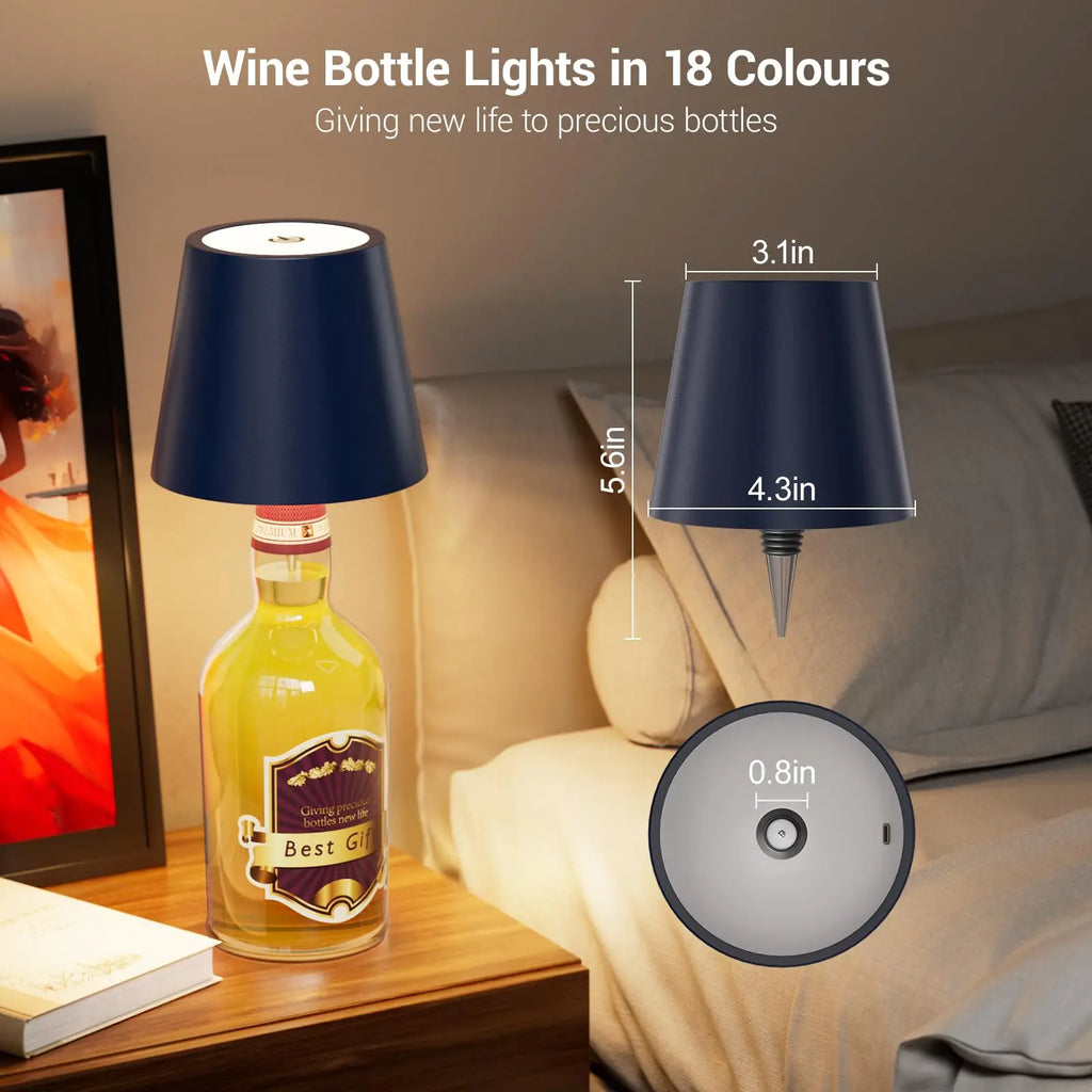 Wireless LED Bottle Lamp Rechargeable RGB Dimmable Wine Bottle Light Portable for Bar Restaurant Camping Party Decor Night Light