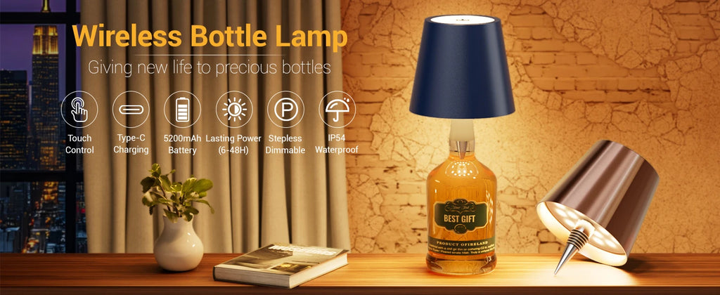 Wireless LED Bottle Lamp Rechargeable RGB Dimmable Wine Bottle Light Portable for Bar Restaurant Camping Party Decor Night Light