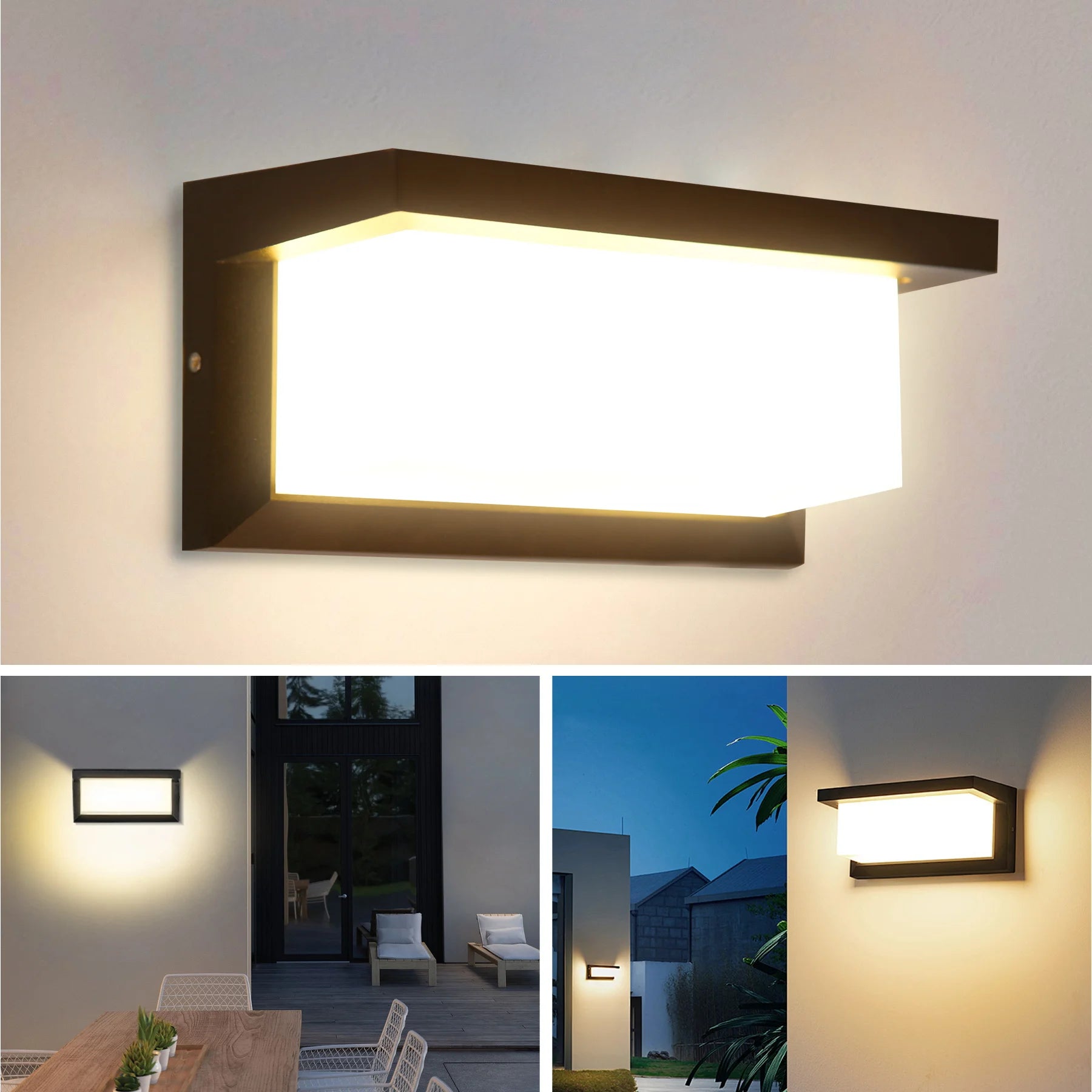 LED Vintage Rectangle Wall Lamp Indoor Outdoor Decorative Lighting for Porch Living Room Bedroom Court Balcony Home Decor