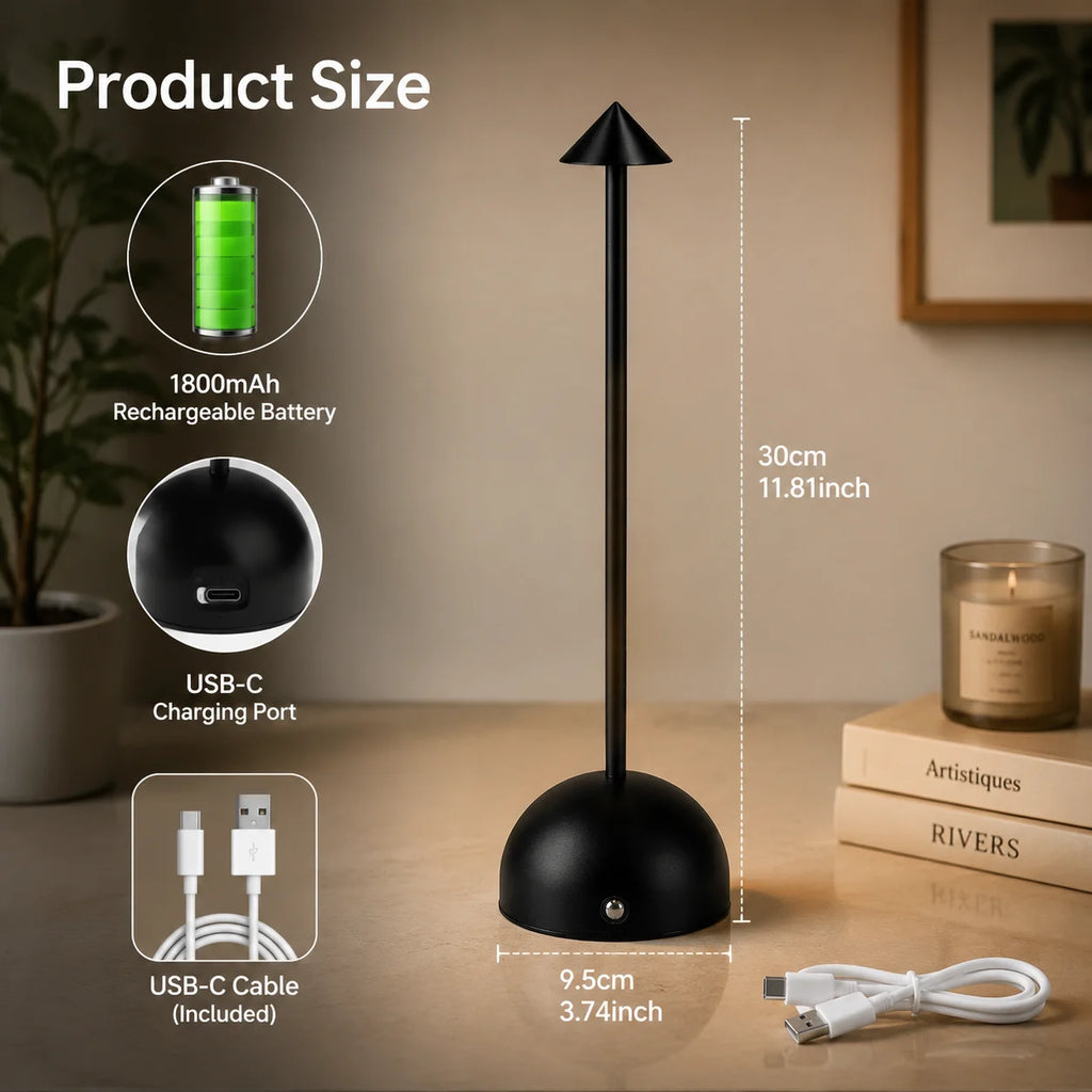 Portable Rechargeable Table Lamp LED, Wireless Touch Control , Dimmable Bedside , USB Charging Ambient Lamp for Home Cafe Bar