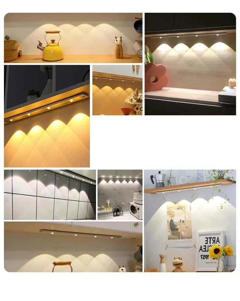 LED Cabinet Night Light Motion Sensor Wireless Ultra Thin Under Cabinet Lamp For Kitchen Bedroom Wardrobe Indoor Lighting