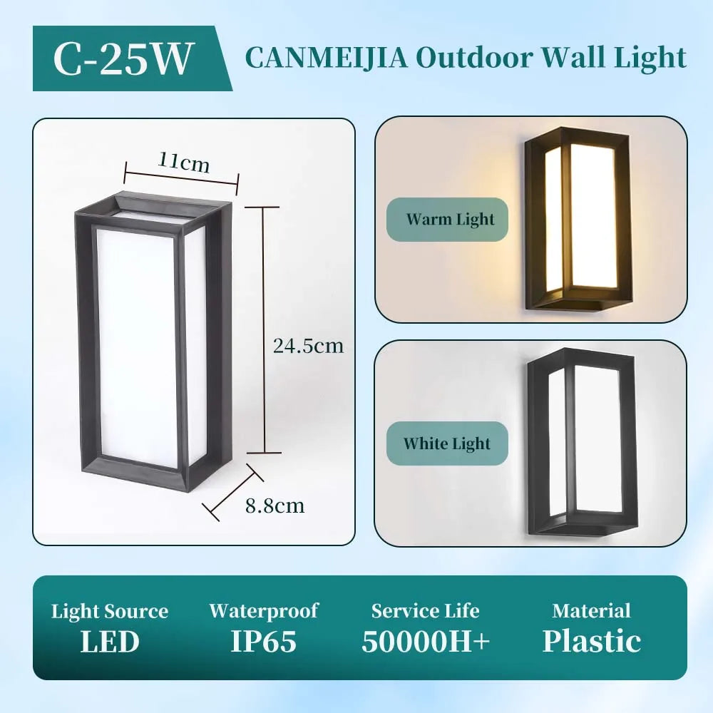 LED Vintage Rectangle Wall Lamp Indoor Outdoor Decorative Lighting for Porch Living Room Bedroom Court Balcony Home Decor
