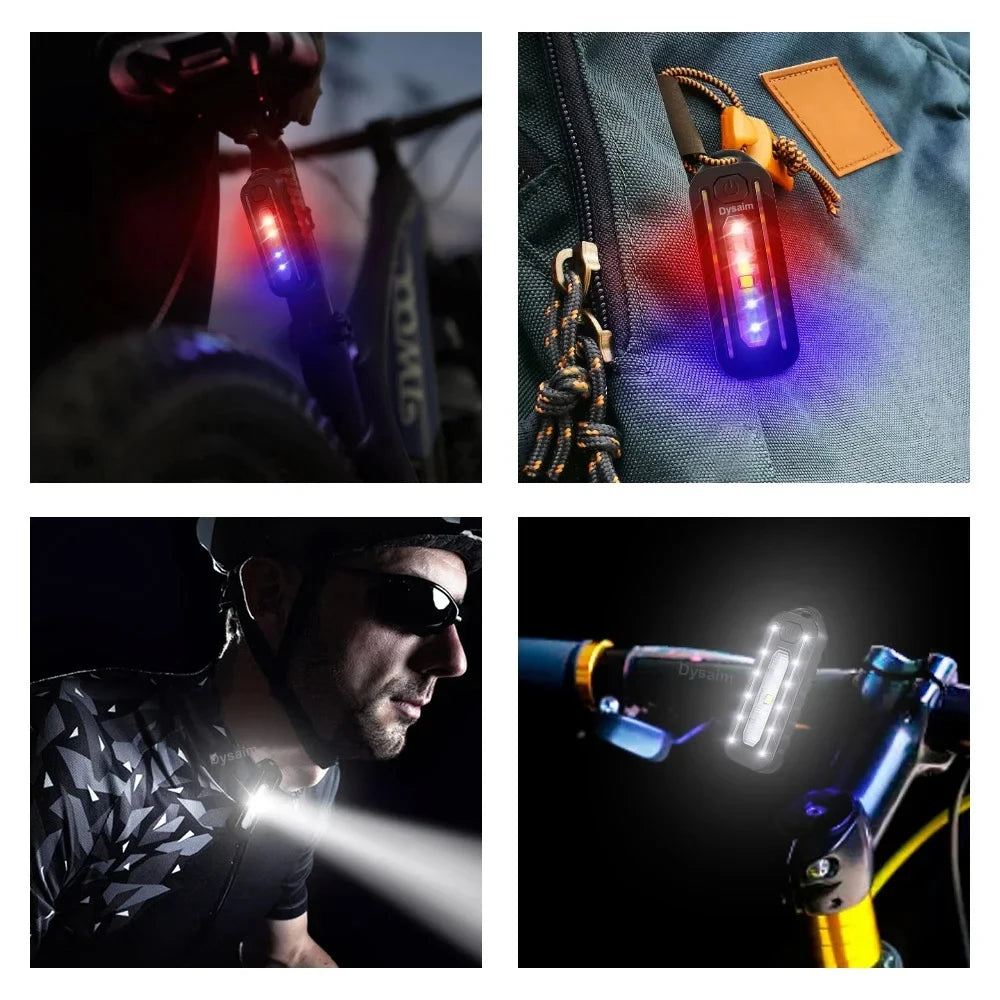 USB Recharge LED Flashlight Work Light Keychain Flashlight for Shoulder Clip Lights Warning Flashing Light Outdoor Lamp