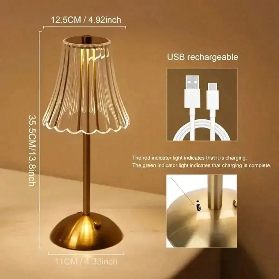 Cordless Table Lamps For Home,Table,Dining Room, Gold Rechargeable Lamps, USB Charge 12'' Tall LED Brass Portable Outdoor Indoor