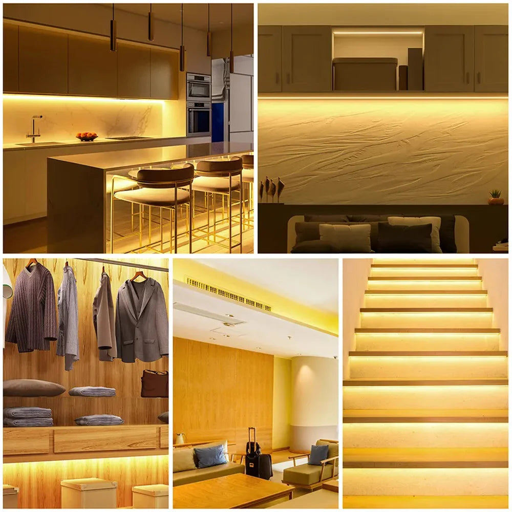 220v Led Ribbon Adhesive High Brightness COB Led Strip for Room Led Strip Flexible Ribbon for Home Kitchen Lighting