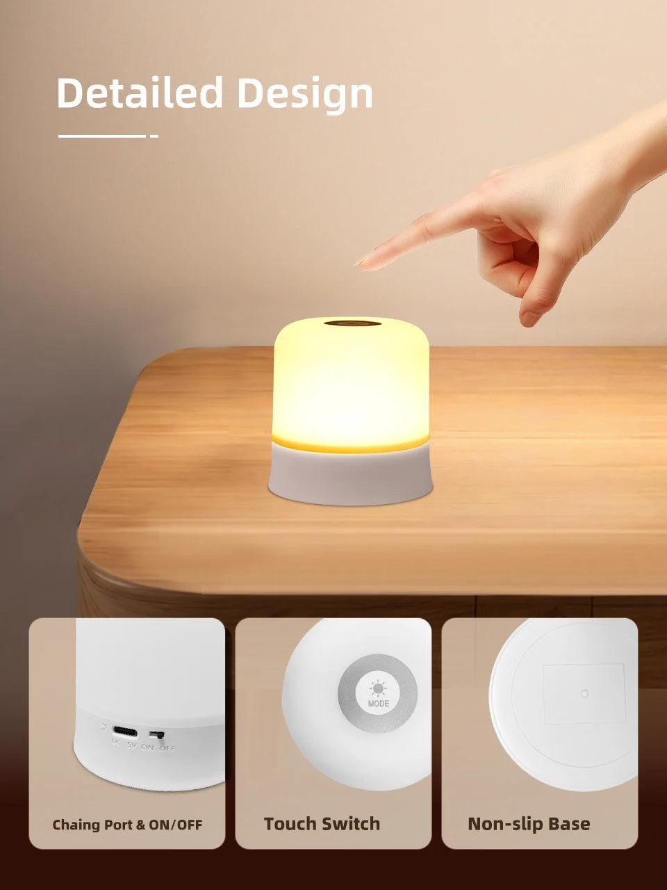 GGbingo Touch Night Light Rechargeable Remote Control Night Light RGB Dimmable Table Lamp Ambient Light for Bedroom Living Room