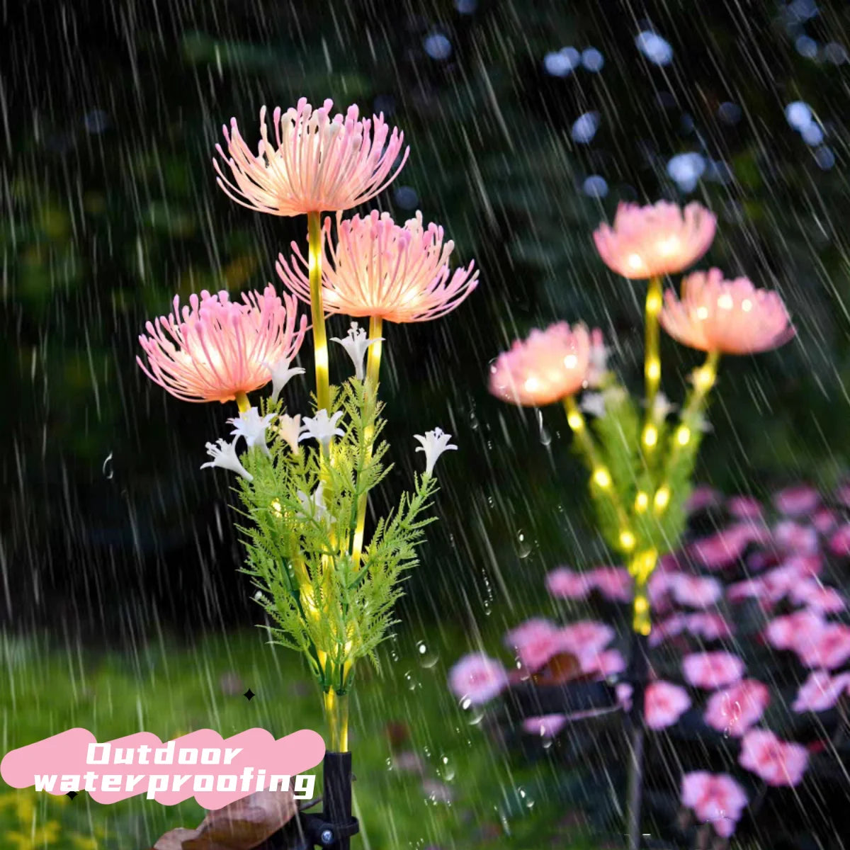 2PC Solar Powered Shore Flower Ground Plug-In Lamp, Outdoor Waterproof, Beautiful Flower Decoration, 1PC Courtyard Lawn Decorati
