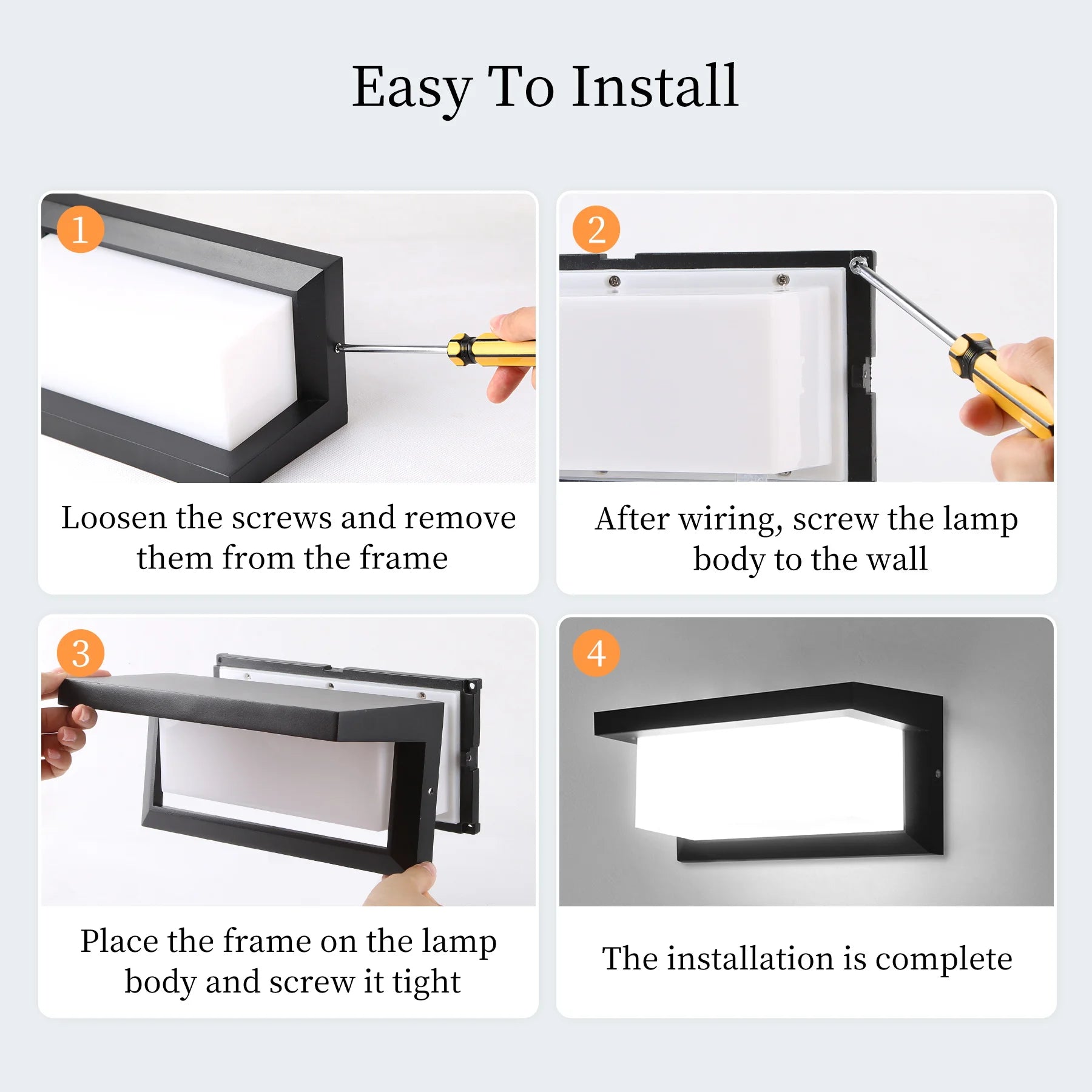 LED Vintage Rectangle Wall Lamp Indoor Outdoor Decorative Lighting for Porch Living Room Bedroom Court Balcony Home Decor