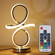 Modern LED Spiral RGB Table Lamp USB Rechargeable Desk Night Light Touch Dimmable With Remote Control For Gaming Room Decor