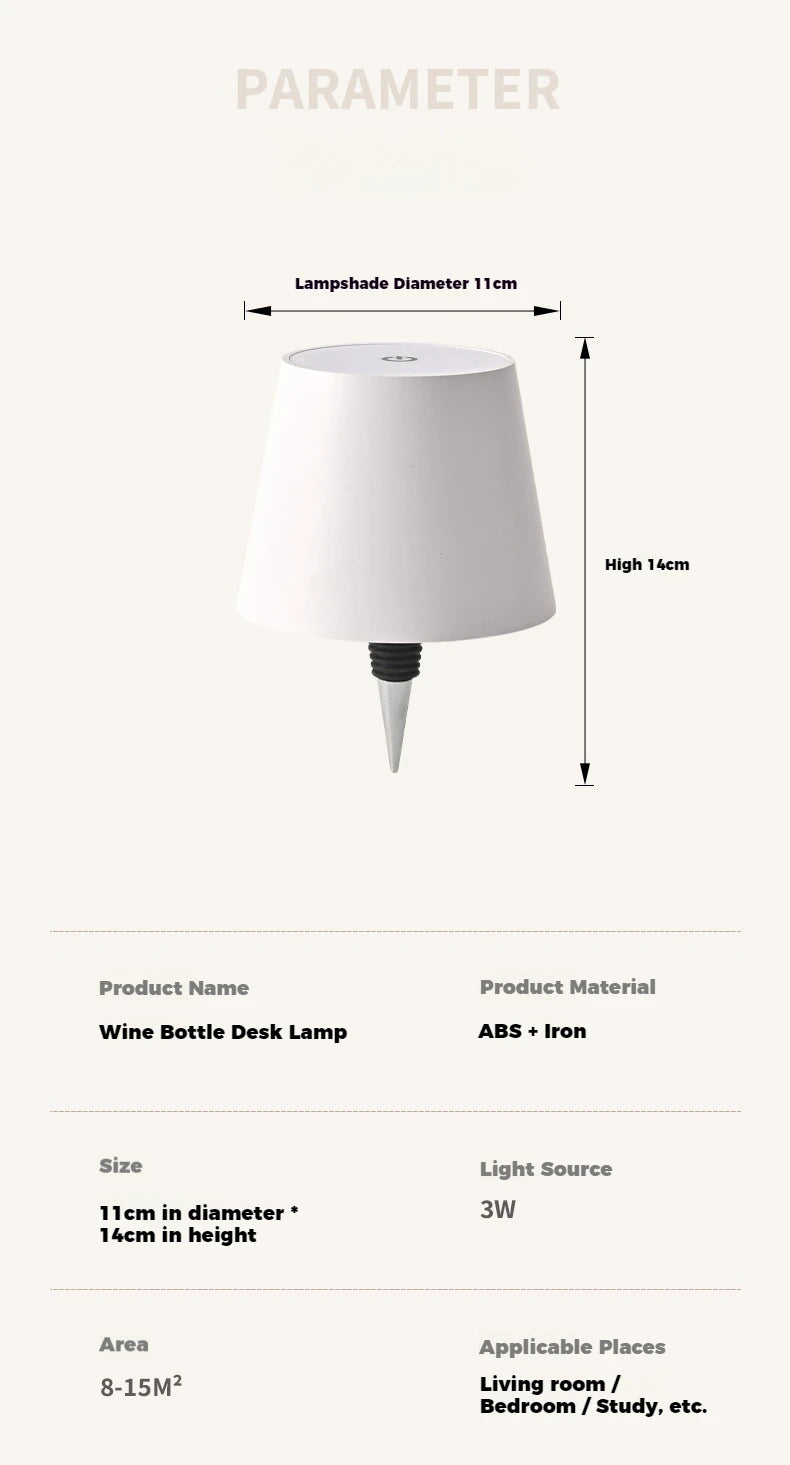 Wireless LED Bottle Lamp Rechargeable RGB Dimmable Wine Bottle Light Portable for Bar Restaurant Camping Party Decor Night Light