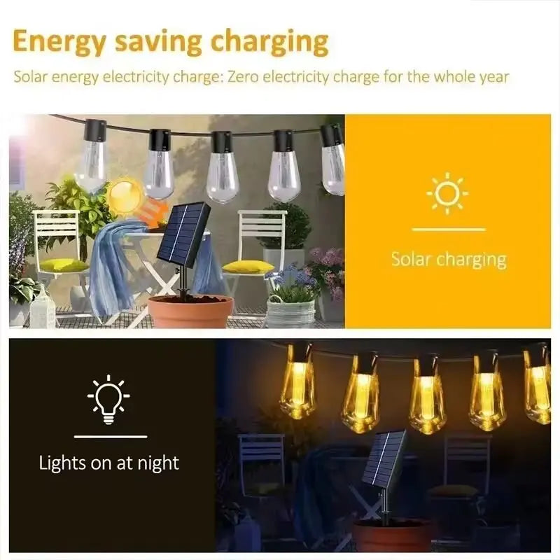 1PC Solar Bulbs String Lights,Outdoor Waterproof Garden Lamps,Garden,Terrace,Balcony,Camping,Party Retro Decoration  Fairy Lamps