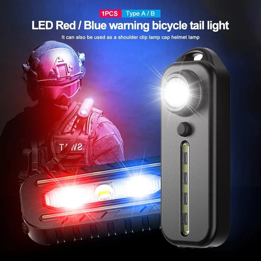 USB Recharge LED Flashlight Work Light Keychain Flashlight for Shoulder Clip Lights Warning Flashing Light Outdoor Lamp