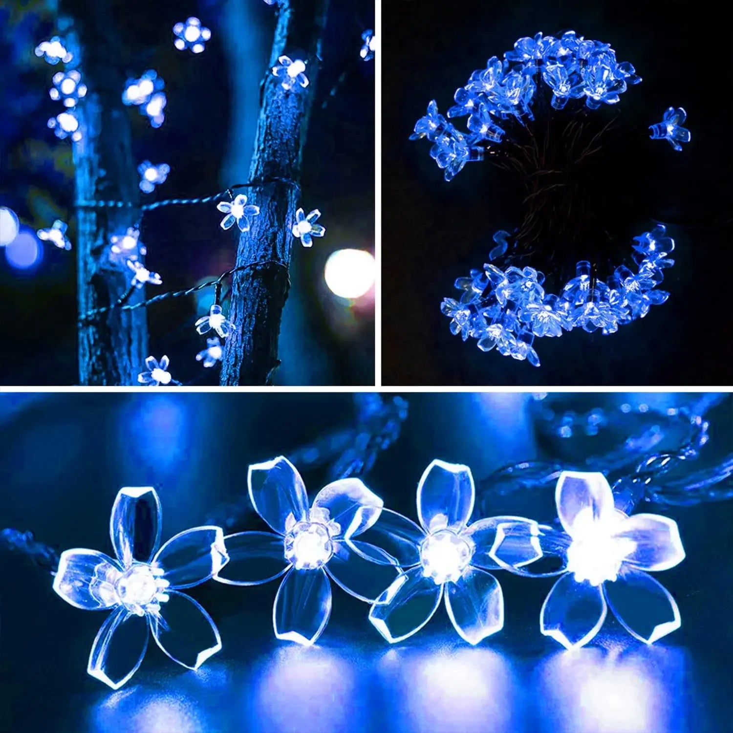 Solar Cherry Garden Blossom Flower Lights Garlands String Lights Solar Outdoor Waterproof Lawn Pathway Christmas Decoration Lamp