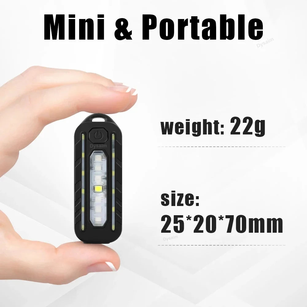 USB Recharge LED Flashlight Work Light Keychain Flashlight for Shoulder Clip Lights Warning Flashing Light Outdoor Lamp