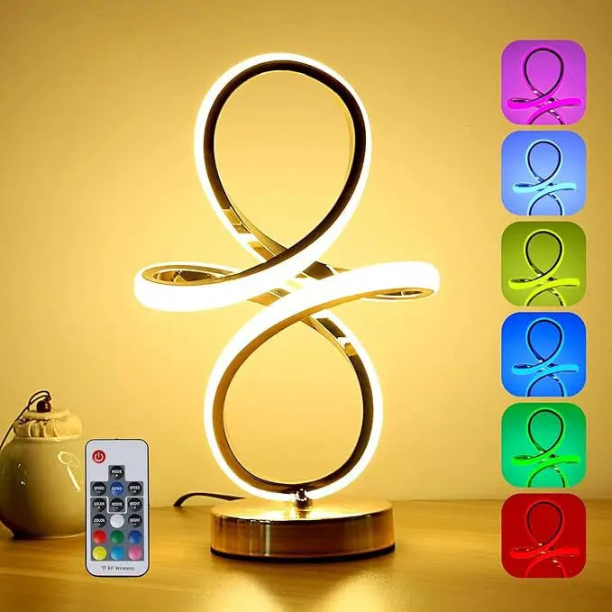 Modern LED Spiral RGB Table Lamp USB Rechargeable Desk Night Light Touch Dimmable With Remote Control For Gaming Room Decor