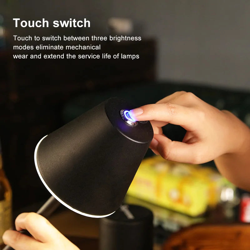 Portable Led Metal Desk Lamp Bar Retro Table Lamp With USB Rechargeable Battery Lampe Touch Dimming Eye Protection Night Lights