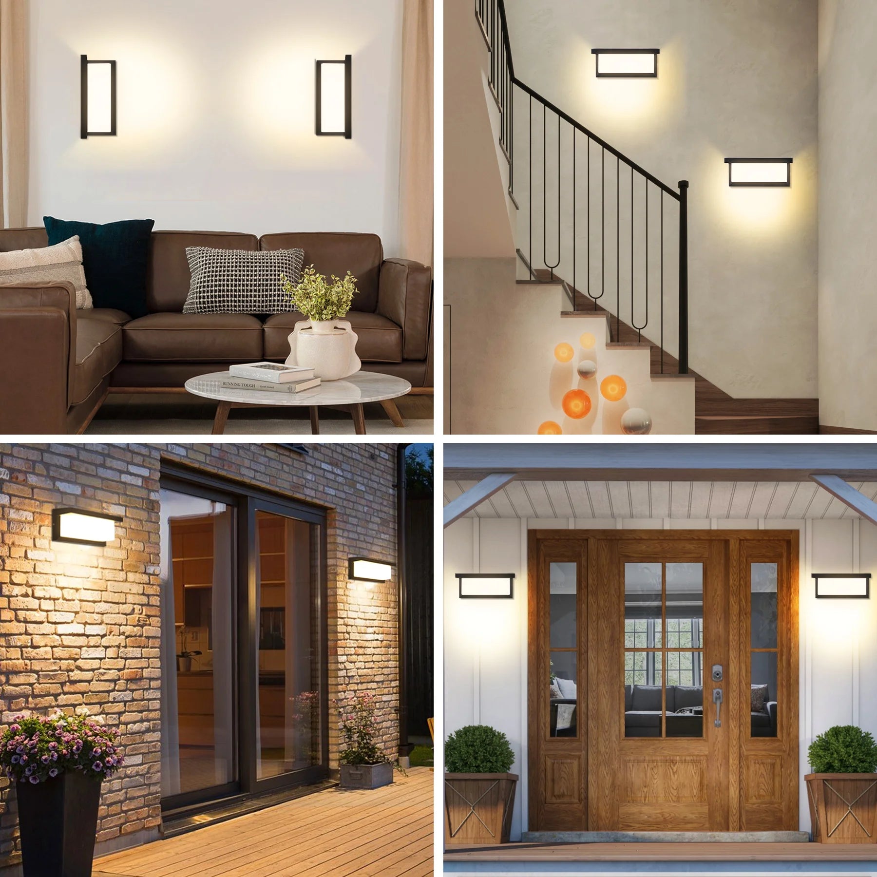 LED Vintage Rectangle Wall Lamp Indoor Outdoor Decorative Lighting for Porch Living Room Bedroom Court Balcony Home Decor