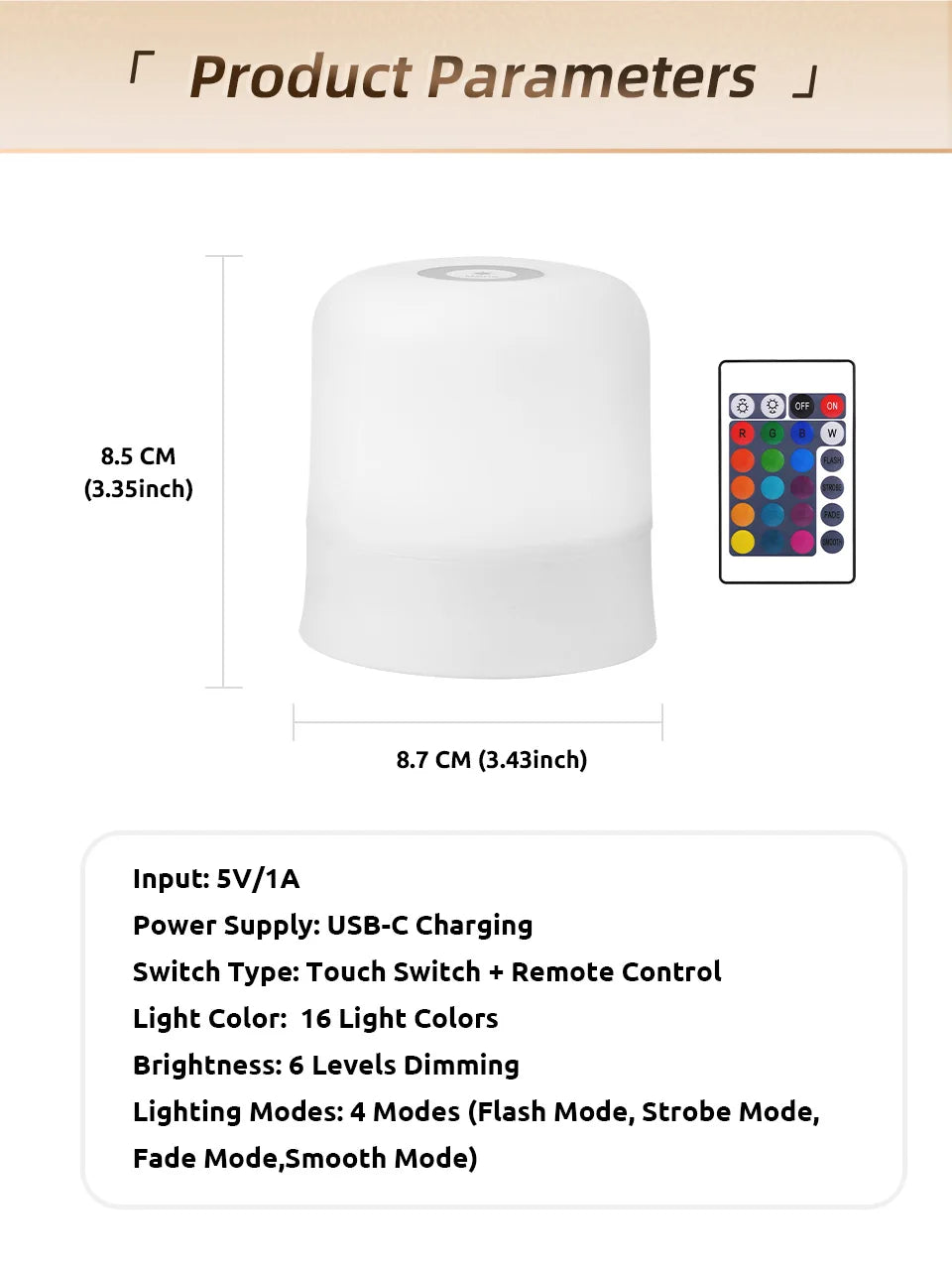GGbingo Touch Night Light Rechargeable Remote Control Night Light RGB Dimmable Table Lamp Ambient Light for Bedroom Living Room