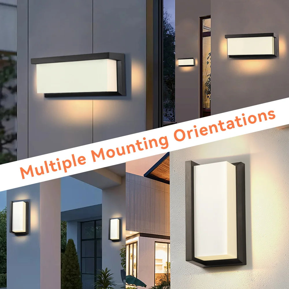 LED Vintage Rectangle Wall Lamp Indoor Outdoor Decorative Lighting for Porch Living Room Bedroom Court Balcony Home Decor