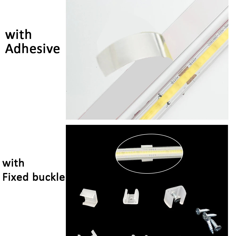 220v Led Ribbon Adhesive High Brightness COB Led Strip for Room Led Strip Flexible Ribbon for Home Kitchen Lighting