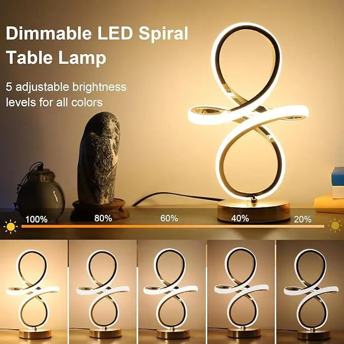 Modern LED Spiral RGB Table Lamp USB Rechargeable Desk Night Light Touch Dimmable With Remote Control For Gaming Room Decor