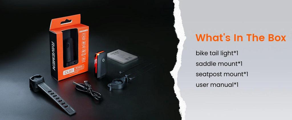 RAVEMEN CL01 Bike Light Bicycle LED Taillight Lamp USB Rechargeable Auto On-off Brake Sensor Streamlined Design Side Visibility
