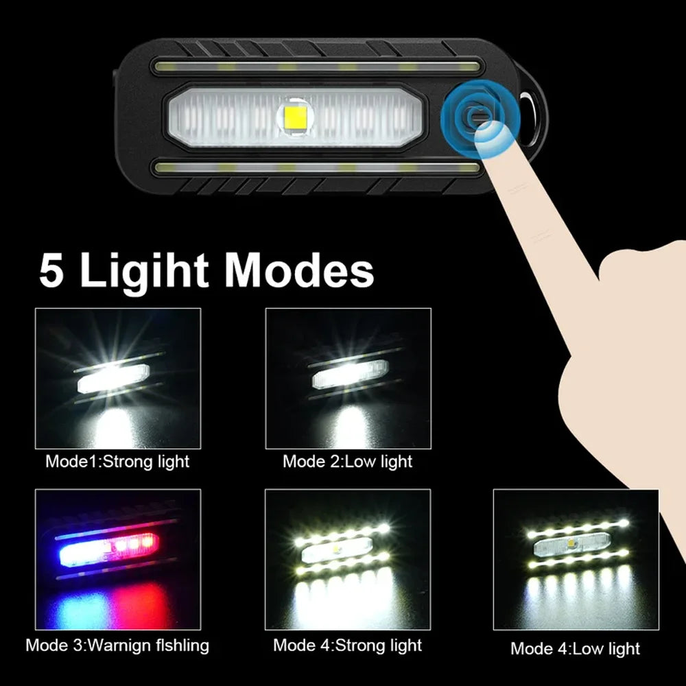 USB Recharge LED Flashlight Work Light Keychain Flashlight for Shoulder Clip Lights Warning Flashing Light Outdoor Lamp