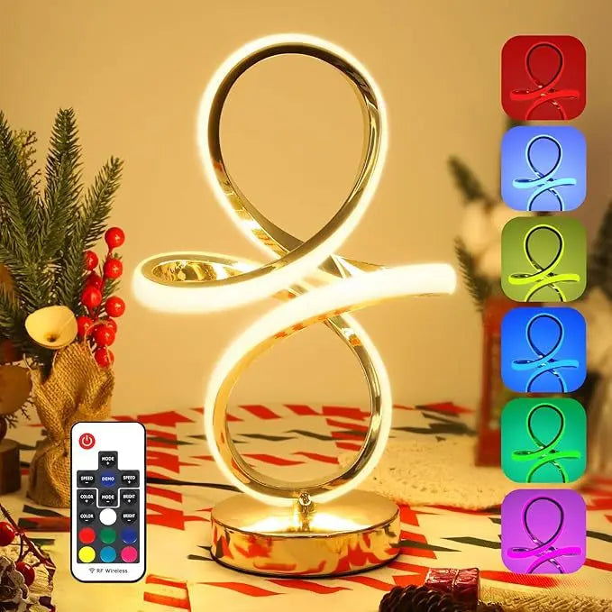 Modern LED Spiral RGB Table Lamp USB Rechargeable Desk Night Light Touch Dimmable With Remote Control For Gaming Room Decor