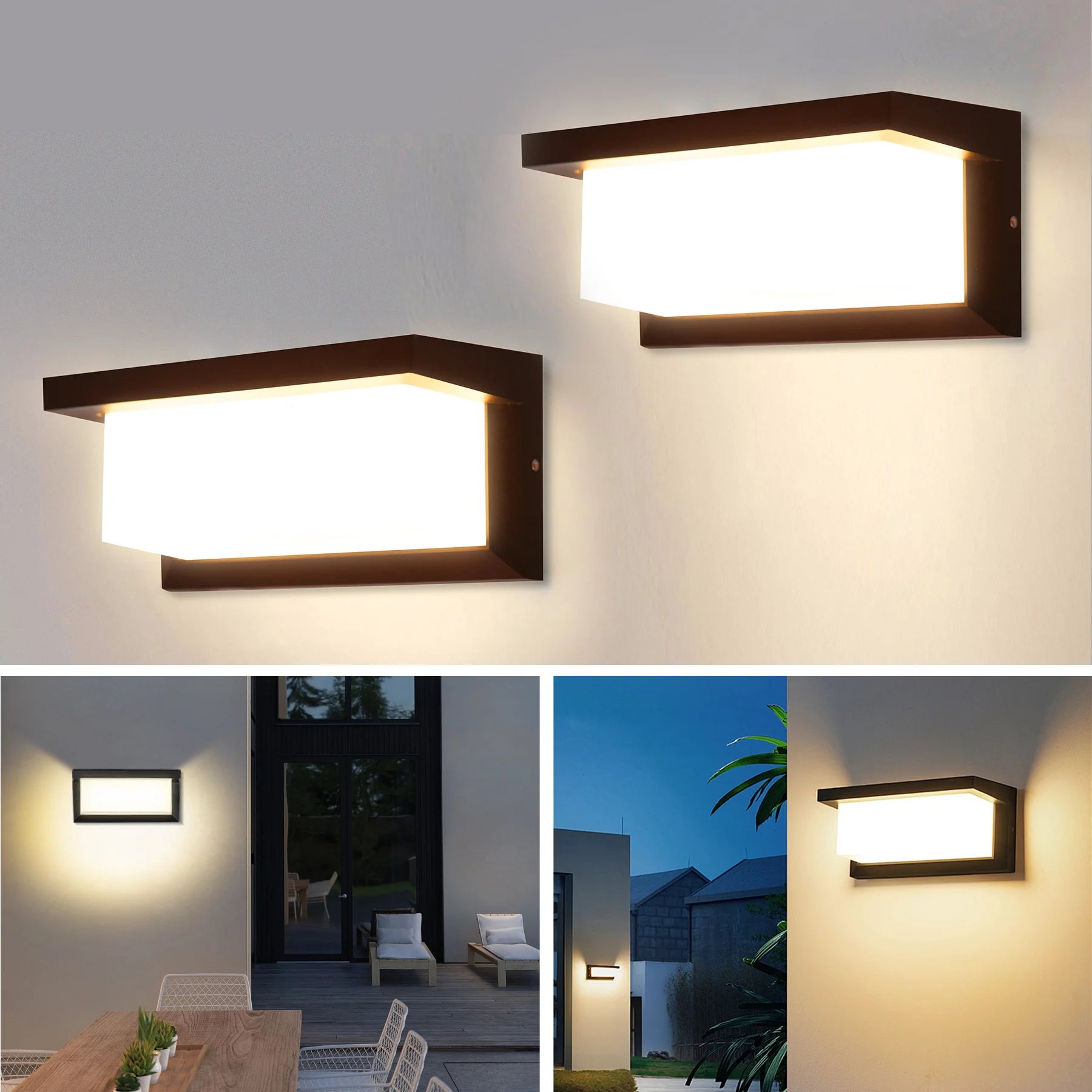 LED Vintage Rectangle Wall Lamp Indoor Outdoor Decorative Lighting for Porch Living Room Bedroom Court Balcony Home Decor